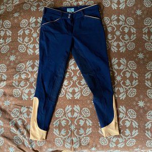 Dover Wellesley Full Seat Breeches - size 28 Navy & Gold